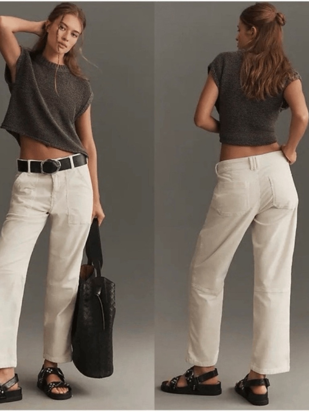 Pilcro Anthropologie The Wanderer Relaxed Leg Cream Corduroy Utility Size 33